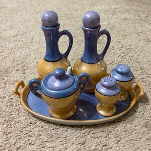 Lusterware Condiment Set with Tray
